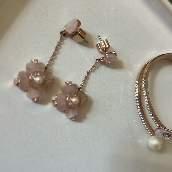 Kate Spade rose gold bangle and matching dangle earrings set - Picture 5 of 5
